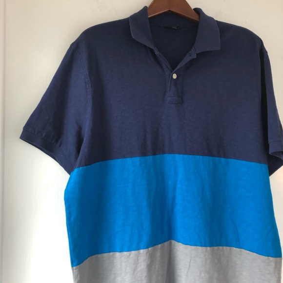 🏳️🌈NWOT- Blue & Grey Color-block Jersey Polo - Picture 2 of 6